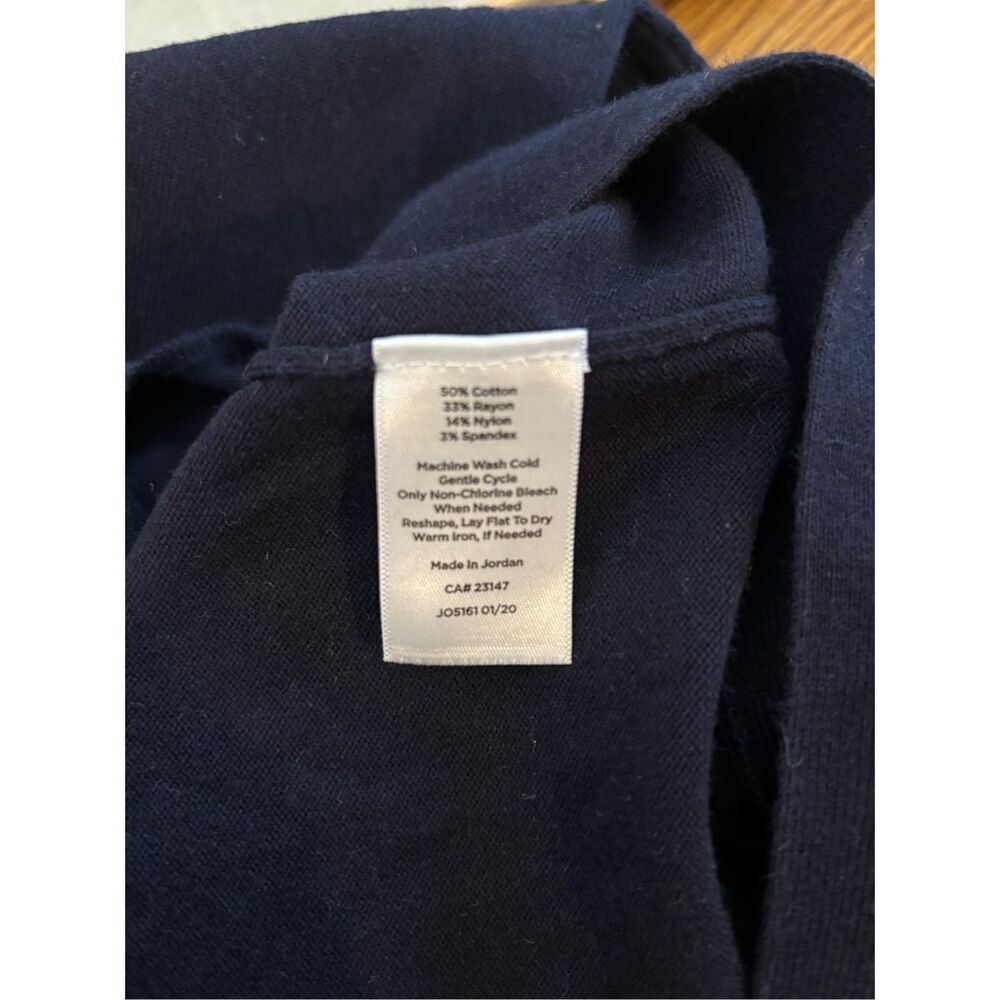 Talbots Navy Blue Short Sleeve Side Tie Knit Top Size XL V-Neck - Picture 3 of 10